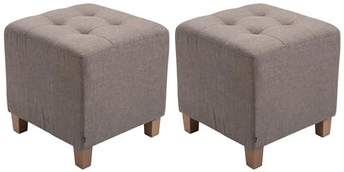 CLP 2er Set Sitzhocker Pharao mit Stoffbezug I Sitzwürfel mit hochwertiger Polsterung und Bodenschonern, Farbe:Taupe