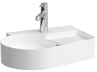 LAUFEN VAL Aufsatzwaschtisch, 1 Hahnloch, mit Überlauf, 530x400mm, semi-trockener Bereich rechts, US-geschl., H816288A001061, Farbe: Weiß