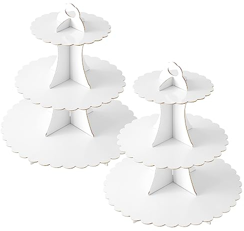 Soleebee Soporte para tartas de cartón, 3 niveles, soporte para cupcakes, soporte para torre de postres, soporte para magdalenas, suministros para fiestas de cumpleaños, bodas, fiestas, tartas,