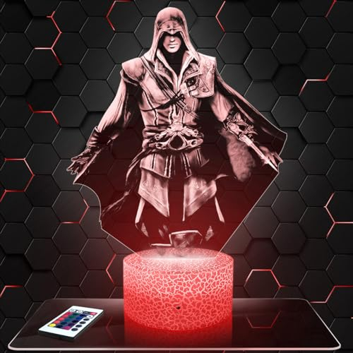 Lampe Assassin's C deko Zimmer Junge Lampe 3D Assassin's Cobjekt Gaming Gamer Videospiele Geschenk gedämpftes Licht Nachtlicht deko Büro. Eigenartig Geschenk Weihnachten Teenager TOP