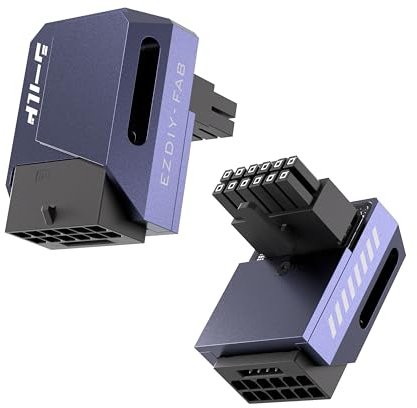 EZDIY-FAB PCIe 5.1 Adapter-600W 12+4pin,16pin 12VHPWR GPU Stecker,12V-2x6 GPU Adapter,Rechter 90 Grad Winkel-Kompatibel mit RTX 3090Ti,4070Ti,4080,4090 GPUs-RVS Typ,Lila,1Pack