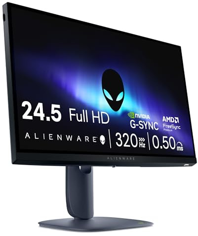 Alienware Monitor di gioco 25 320 Hz AW2525HM 24,5 Full HD (1920 × 1080) 320 Hz 0,50 ms IPS veloce AMD FreeSync Premium, compatibile G-Sync, VESA AdaptiveSync, 16,7 milioni di colori