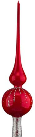 Navidacio Weihnachtsbaumspitze | Groß 35cm in Hochglanz Rot Silber Regen | Baumspitze Spitze Tannenbaumspitze Christbaumspitze Weihnachtsbaum Christbaum Tannenbaum Christmas Tree Top