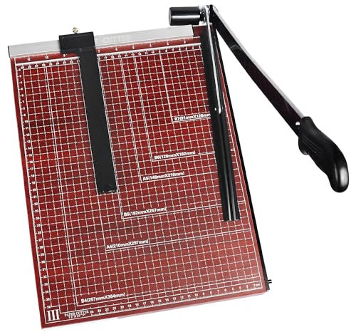 DORALEAF B4 Papierschneider, Papierschneider mit Sicherheitsschutz und Klingenverriegelung, Papierschneidemaschine, robuste Metallbasis, 38,1 cm Schnittlänge, Schneidemaschine für Büro, Zuhause,