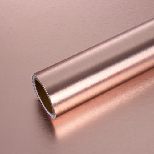 VEELIKE Rose Gold Stainless Steel Wallpaper for Appliances Fridge Dishwasher Covers 40 cm × 300 cm Brushed Stainless Steel Contact Paper Rose Gold Wallpaper for Kitchen Stove Cabinets Drawers
