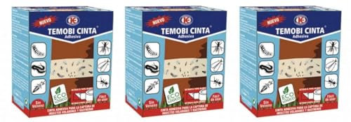 Nastro adesivo per il controllo degli insetti nella zona di passaggio 15 metri. Confezione da 3 rotoli da 5 metri.