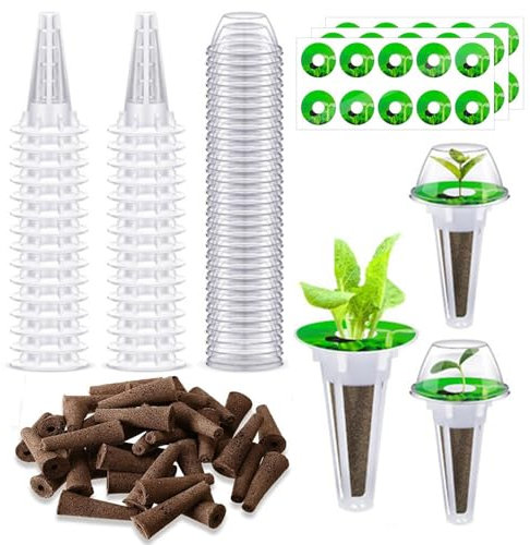 Spugne coltivate di Ricambio, Wanfoou 30 Pezzi delle Radici con 30 Kit Coltivazione idroponica, Accessori Idroponici da Giardino per Piante, per sistemi di Coltivazione idroponici
