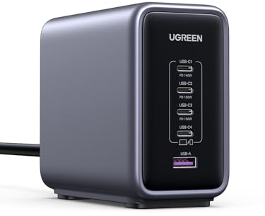 UGREEN 300W Nexode USB C Chargeur Station PD 3.1 140W Charge Rapide Prise Secteur Bureau GaN Tech Compatible avec iPhone 16 Plus Pro Max 15 MacBook Pro Air M3 M2 M1 Galaxy S24 Plus Ultra iPad