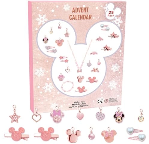 Adventskalender 2025, Weihnachts Countdown Kalender Cartoon Animation für Mädchen Kinder DIY Surprise Accessoires Anhänger Haarschmuck Ring Halskette Adventskalender Kreative Geschenke