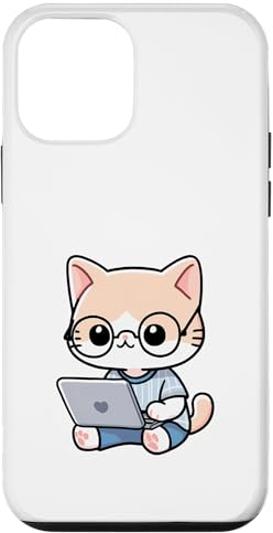 Hülle für iPhone 12 mini Niedliche Laptop-Katze, Kawaii, lustiger Katzenliebhaber