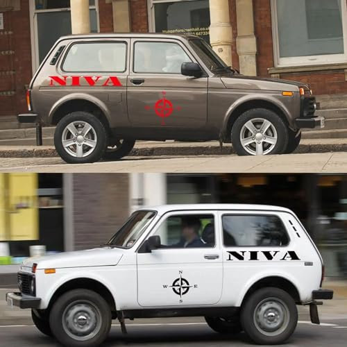 LYABYT 4PCS Auto Tür Seite PVC Aufkleber Off Road 4x4 Kompass Grafik Vinyl Film Aufkleber Dekoration Tuning Auto Zubehör, Für Lada Niva