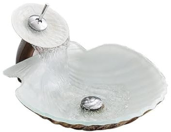 CUISGOR Waschbecken für Badezimmer, Waschbecken, Badezimmer, Toilette, Waschbecken, Hotel, Kunst, Büro, kreatives Waschbecken, gehärtetes Glas, Waschbecken für Badezimmer (Sink Set)