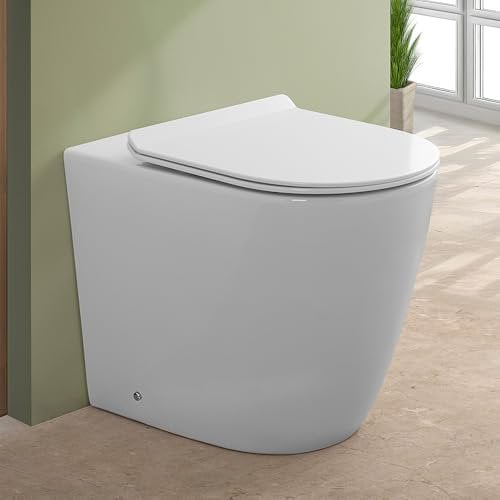 Wc rialzato per persone anziane e disabili, senza brida Rimless con sedile soft-close e sgancio rapido, COMFORT