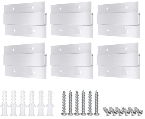Soporte de taco francés resistente, clips en Z de aluminio de 5 cm, ganchos colgadores pared, soporte de metal entrelazado para colgar cuadros de espejo, pizarra blanca (6 pares)