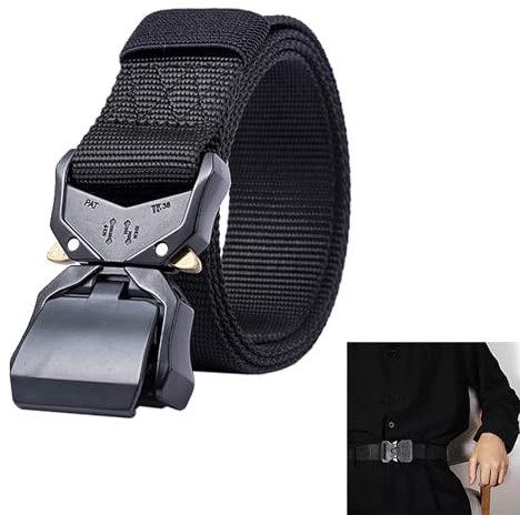 Batheidon elastischer gürtel, Gewichthebergürtel, outdoor gürtel，Verstellbarer Nylon-Gürtel für Arbeit, Wandern, Militärtraining, Camping | Schnellverschluss, Unisex, 125cm, Individuell kürzbar