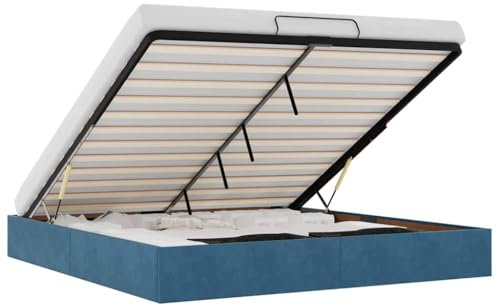 vidaXL Ottoman-Bett ohne Matratze Dunkelblau 160x200 cm Samt, Bettrahmen, Bettgestell mit Stauraum, Polsterbett, Bettgestell, Bettrahmen mit Stauraum