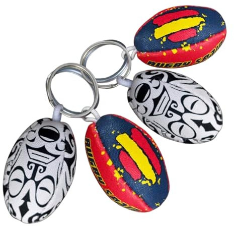 RUGBIER Rugby-Schlüsselanhänger – Mini-Sammelball – originelles Geschenk für Fans und Spieler – einzigartige und detaillierte Designs – Maori Face – Rugby Spain