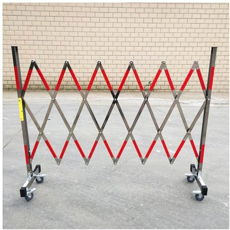 Traffic Fence With Universal Wheel,Stainless Steel Driveway Gate,Folding Security Gate With Rubber Base,for Road Construction Traffic Control(900 X 120cm)