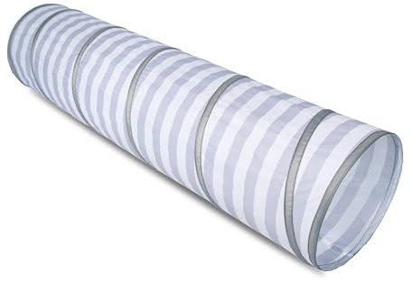 Relsy Grey Striped Pop Up Tunnel For Kids, Toddlers, Pets | 180cm x 45cm Toddler Play Tunnel, Grey & White Stripe Baby Toy & Tent Accessory