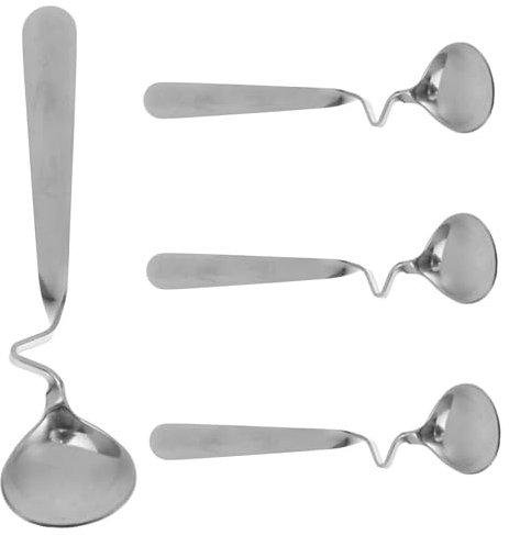 SECFOU 4stücke Edelstahl Dessertlöffel Mit Gebogenem Griff Praktische Rührlöffel Für Kaffee Honig Und Desserts Spülmaschinenfest Und Rostfrei Für Jede Kaffeetasse Und Teetasse