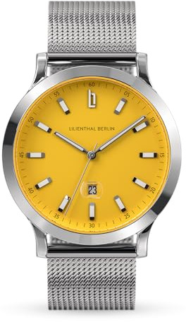 Lilienthal Berlin Herrenuhr Huxley II in Canary Yellow – Armbanduhr aus 316L Chirurgenstahl mit einem Quarzuhrwerk & saphirgehärtetem Mineralglas – 40 mm