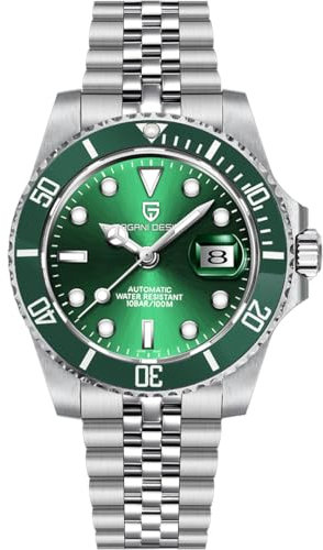 CEYADG Pagani Design Automatische mechanische Uhr für Herren, PD1661, nh35-Uhrwerk, Saphirglas, Edelstahl-Uhr, 40 mm, Datumsanzeige, Grün - 5Z, Kausales Geschäft