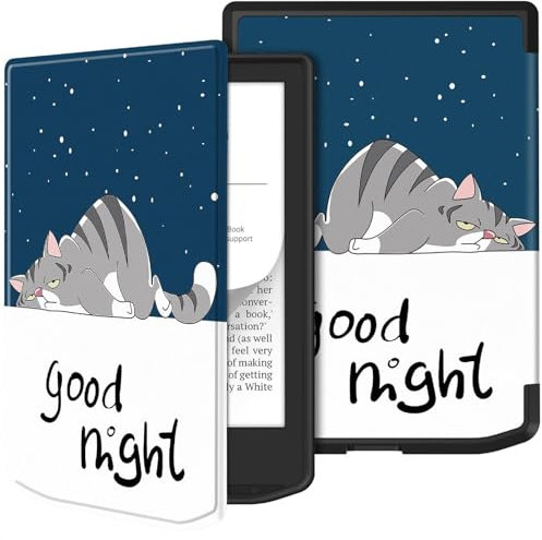 GIOPUEY Coque Compatible avec Vivlio Light/Light HD/Light HD Color, étui en Cuir, Coque arrière en Silicone Souple [étui à Rabat] Texture Semblable à Celle de la Peau - Cat