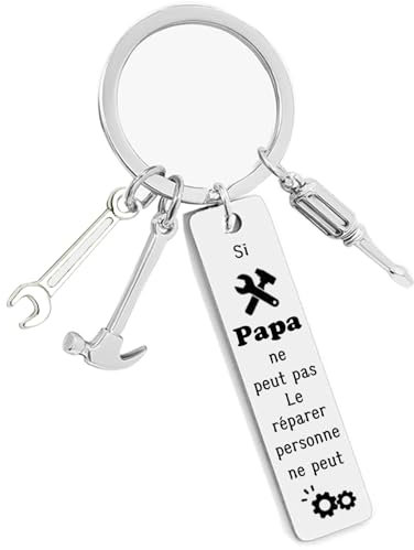MNBVBV Porte-clés Papa Cadeau Anniversaire Naissance personnalisé fille pas cher,Cadeau pour La fête des Pères l'anniversaire Thanksgiving et Noël, Argenté (8)