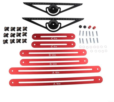 ZiStarlilife Treppenstufenschablone Werkzeugvorrichtung, 40,6 - 152,4 cm, verstellbare Schablonenlehre mit Winkellehre und Skalenanzeige für genaue Trittstufen, Riser Regalmessung
