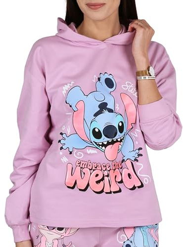 Disney Stitch Sweatshirt mit Kapuze aus Baumwolle für Mädchen, über den Kopf zu ziehen, 100% Baumwolle