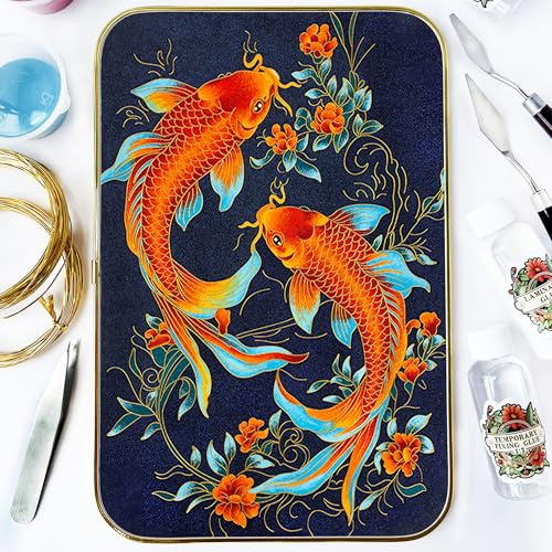 ERSENNQW Cloisonne DIY-Set mit verschlungenen Fischen, zum Selbermachen eines majestätischen und geheimnisvollen Phönix-Kunstwerks, Cloisonne, DIY-Kunst-Set, Kunst, Heimdekoration und einzigartiges