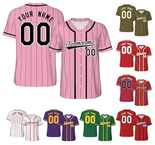 LCMAIT Camisa de Béisbol Personalizada, Camisa de Béisbol Personalizada para Hombres/Mujeres/Jóvenes, Imprimir Uniformes Personalizados del Equipo de Béisbol Nombre/Número/Logo