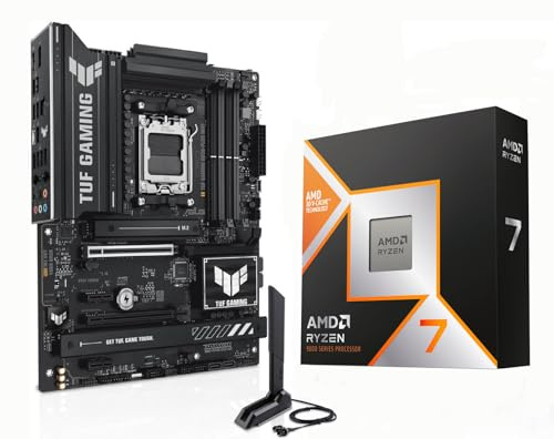 MICRO CENTER AMD Ryzen 7 9800X3D CPU Processor with ASUS TUF Gaming B850-PLUS WiFi AM5 ATX Motherboard (DDR5, PCIe 5.0, 3X M.2, Wi-Fi 7, USB 20Gbps Type-C)