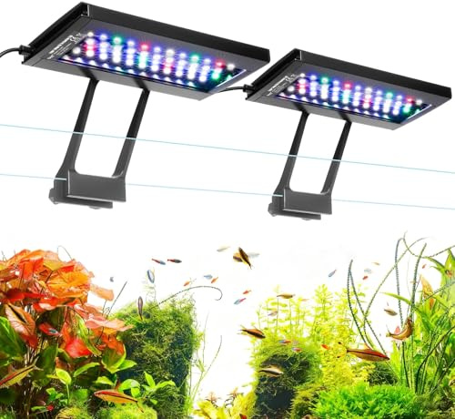hygger Zweikanal-Tauch Clip On Aquarium Beleuchtung, 24W Full Spectrum LED Aquarium Lamp, 24/7 Lighting and DIY Mode Fish Tank LED Light mit 7 Farben und Einstellbarer Helligkeit (2)