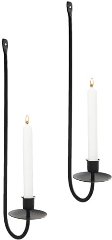Juego de 2 candelabros de Pared, candelabros Negros de Hierro Mental para Sala de Estar, Chimenea, de Boda