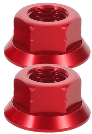 DECHOUS M10 Bicycle Hub Flange Nuts 1 Pair Red Rear and Front Axle Replacement Nuts for Mountain and Folding Bikes, Bike Axle Bolts Compatible Front Wheel, Bicycle Wheel Hub Spare Parts