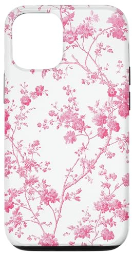 Hülle für iPhone 12/12 Pro Rosa Floral Toile de Jouy Frühling Ästhetik Sommer Vintage