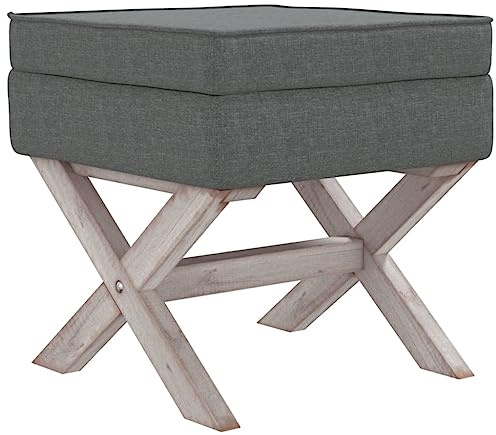Tomostar Tabouret de Coiffeuse Tabouret Repose-Pieds Ottoman Pouf avec Rangement Gris foncé 45x45x49 cm Tissu