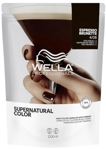 Wella Professionals Supernatural Color – Professionelle Semi-Permanente Haarfarbe – Mit Tanninen zum Färben, Stärken & Reparieren des Haares – 4/08 Espresso Braun – 120g