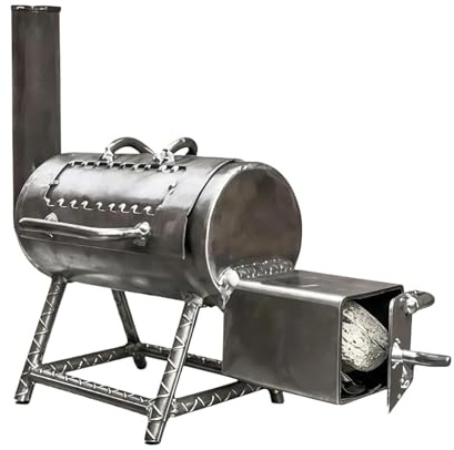 Miniatur-Räucherofen, verstellbarer tragbarer Holzkohlegrill mit Holzkohlekamin, multifunktionaler kleiner BBQ-Räucherofen aus Metall für Outdoor-Wanderpicknick, großer Geschmack in einer (1Pcs)