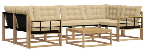 vidaXL Outdoor-Sofagarnitur 7 pcs Weiß und Beige 79 x 79 x 37 cm, Garten, modernes Outdoor-Sofa, gemütliches Möbel, langlebige Lounge, perfekte Terrasse-Sitzgruppe
