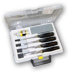 Stanley Wood Chisel Set with Oil & Sharpening Stone Number of Pieces - 6