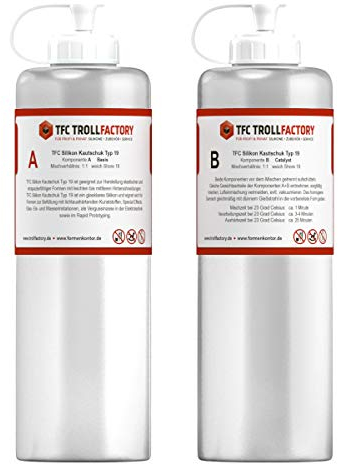 TFC Troll Factory Silikon Kautschuk Typ 19 I Dubliersilikon mittelhart I glasklar, transparent I 1 kg (2 x 500 g)