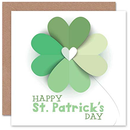 Wee Blue Coo Grünes Glück Vier Irischen Fan Liebe Herz St Patricks Day Glückwunschkarte