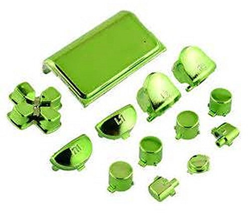 Set completo di pulsanti personalizzati Mod Kit per Sony Playstation 4 PS4 Controller sostituzione (Chrome Green)