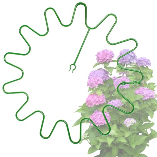 ARPON Strauchstütze rund für Blumen, Rankengewächse und Stauden - Pflanzenstütze Ringkäfige 10 Stück -Pflanzenclips - Pflanzenklemmen mit einem Durchmesser von 21,5 cm - Einstellbarer Pflanzenhalter