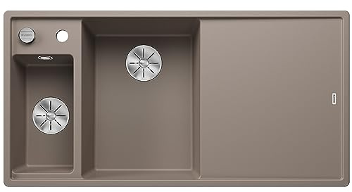 BLANCO AXIA III 6 S | Granitspüle aus SILGRANIT tartufo | Hauptbecken links | [100x51x20,2 cm] | für 60 cm breite Unterschränke | + Schneidbrett | mit Holzschneidbrett | Hauptbecken links