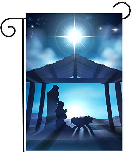ShineSnow Traditionelle WinterFlagge für Weihnachten Geburt Geburt Geburt Geschichte Garten Hofflagge 30,5 x 45,7 cm doppelseitig Polyester Willkommen Haus Flagge Banner für Terrasse Rasen Outdoor