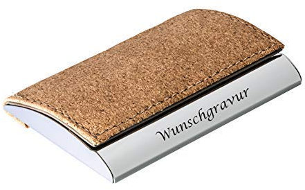 Visitenkartenetui Modell Yonkers Visitenkartenbox mit feiner Lasergravur graviert Kork Deckel