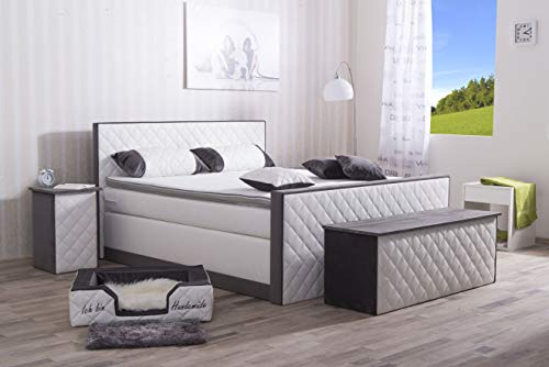 AUKONA Boxspringbett Stella 180x200 mit Fußteil, Farbe wählen und ändern, 7 Zonen Taschenfederkern-Matratze, H2 H3 H4, Komfortschaum-Topper, Lieferung und Aufbau kostenlos